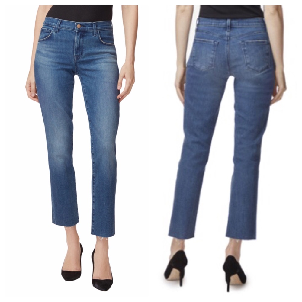 J BRAND Adele mid-rise straight jeans raw hem medium wash size 29 NWT